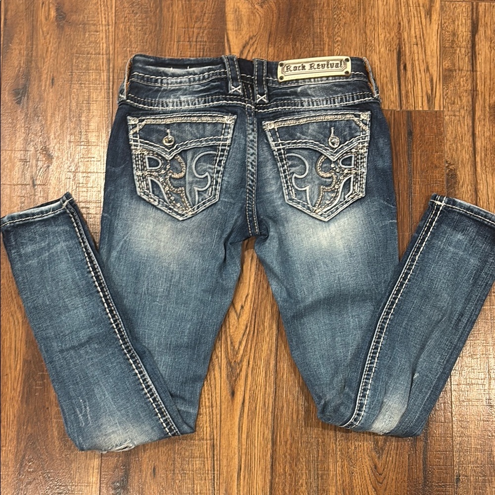 Rock Revival Women's Distressed Blue Skinny Jeans